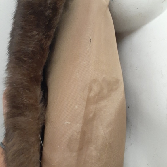 vtg suede swing coat fox trim collar cuff OS M L - Picture 3 of 8